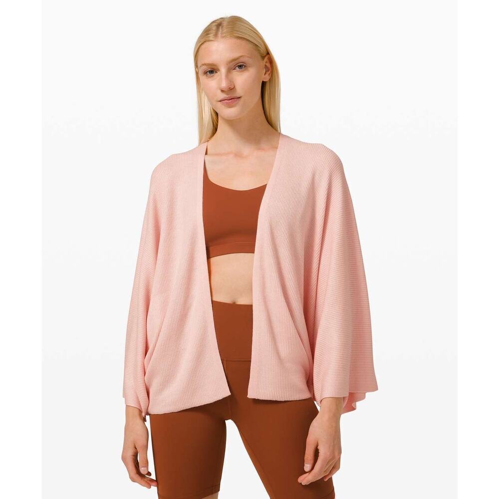 Lululemon Cashlu Knit Textured Wrap Cardigan Pink Balletcore Barbie Spring